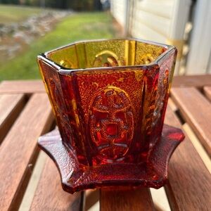 Amber Glass Candle Holder
